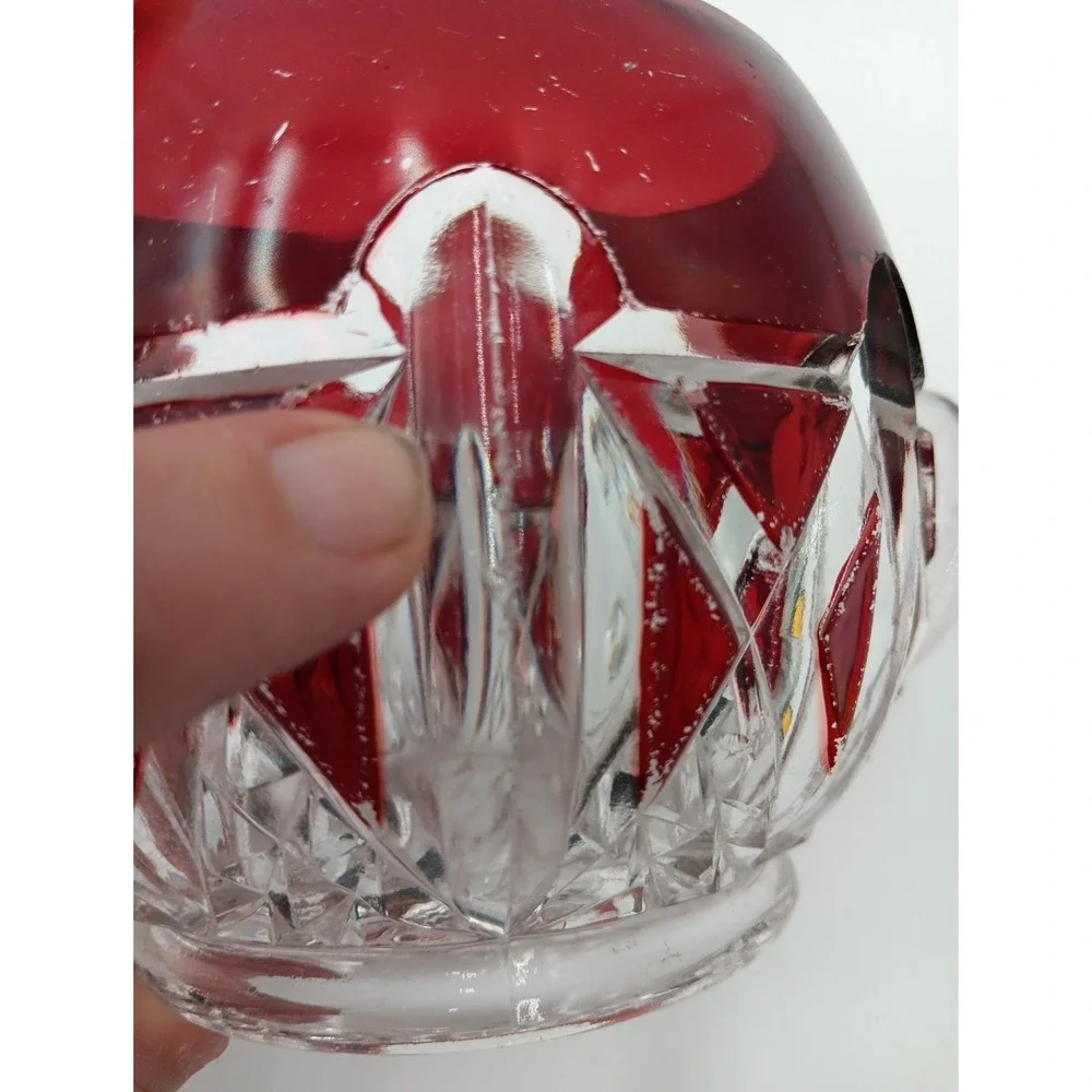 VTG Triple Triangle Ruby Stained Doyle & Co 876‎ EAPG Sugar Bowl Antique